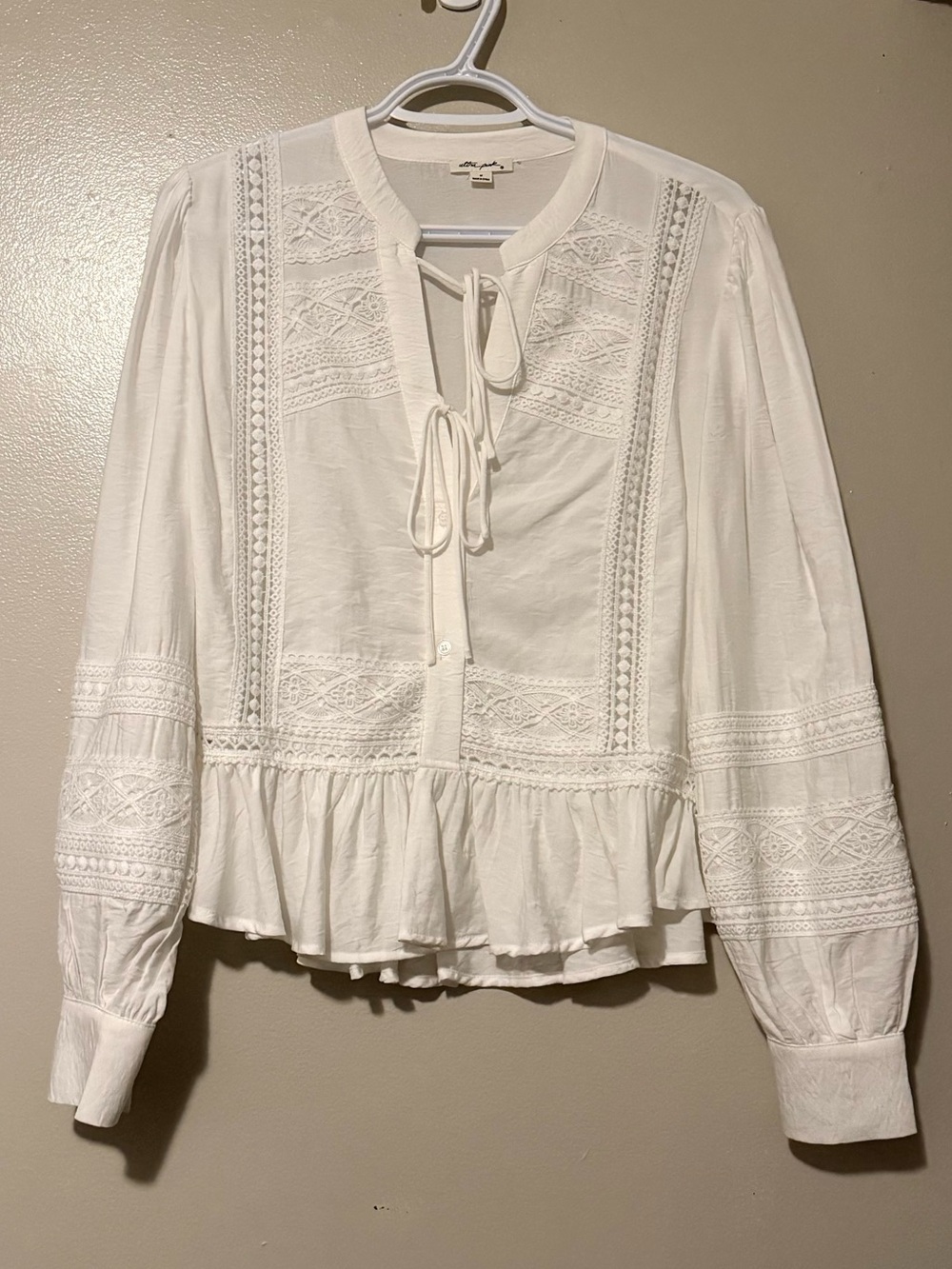 Ultra Pink White Lace Peasant Blouse